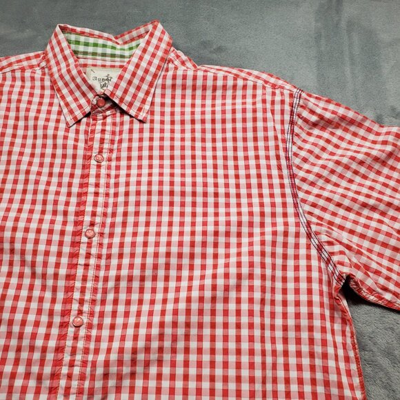Age of Wisdom Long Sleeve Button Up Snap Plaid Shirt Check Red White Men Sz XL - Picture 5 of 11